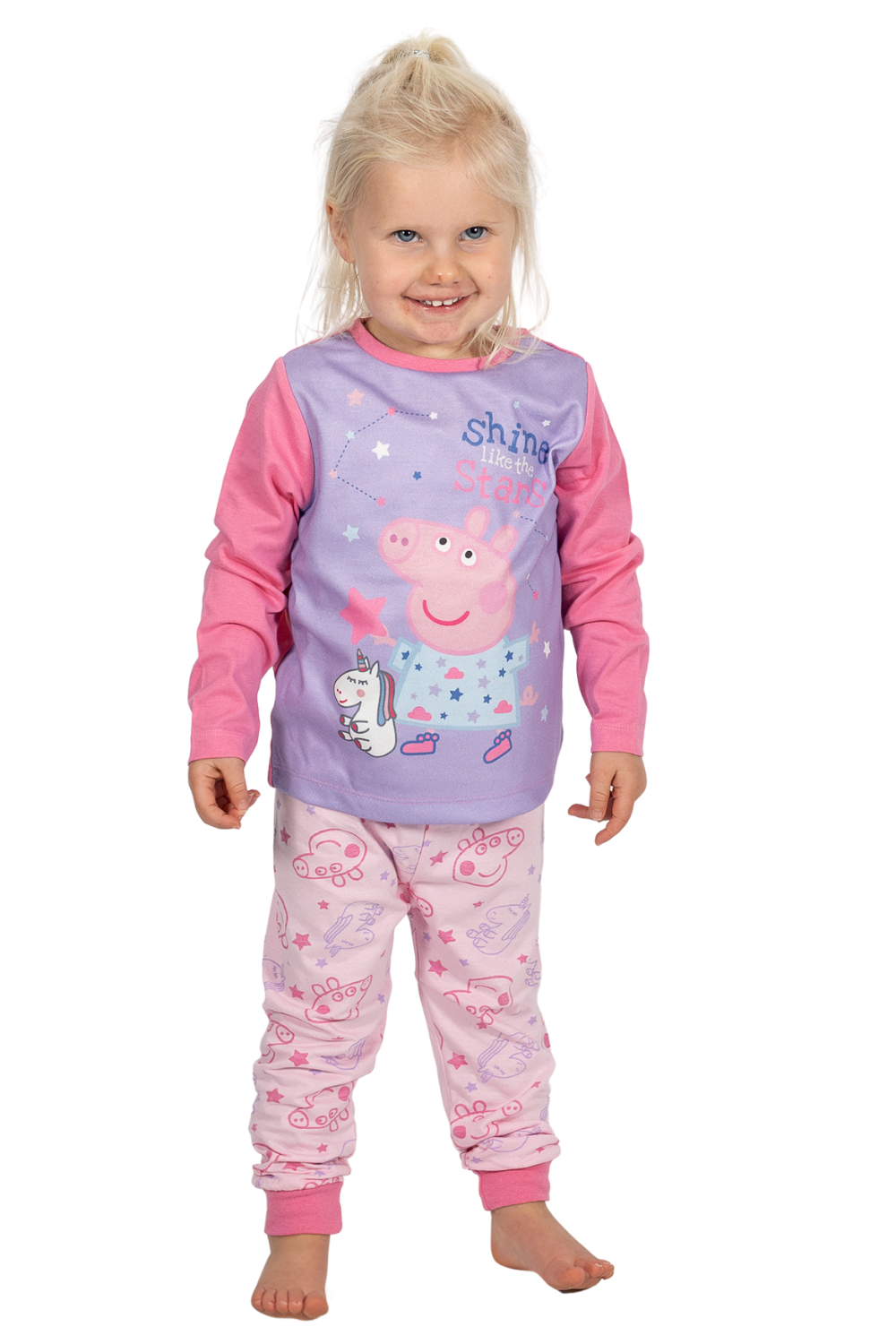 Girls Peppa Pig Shine Like The Stars Pyjamas Pink Long PJs