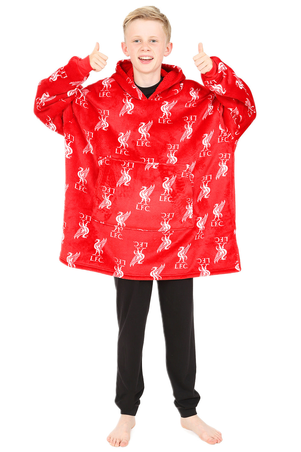 Boys Liverpool Football Club Fully Lined Luxury Fleece Oversized Hoodi