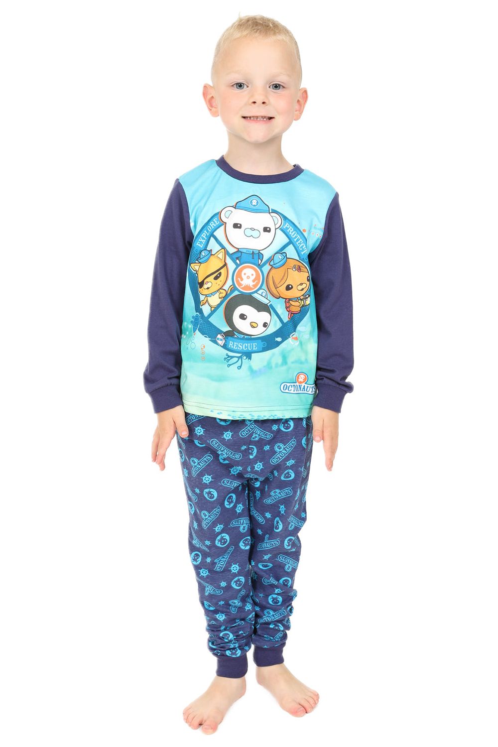 Boys Octonauts Explore Rescue Protect Pyjamas Blue Long PJs
