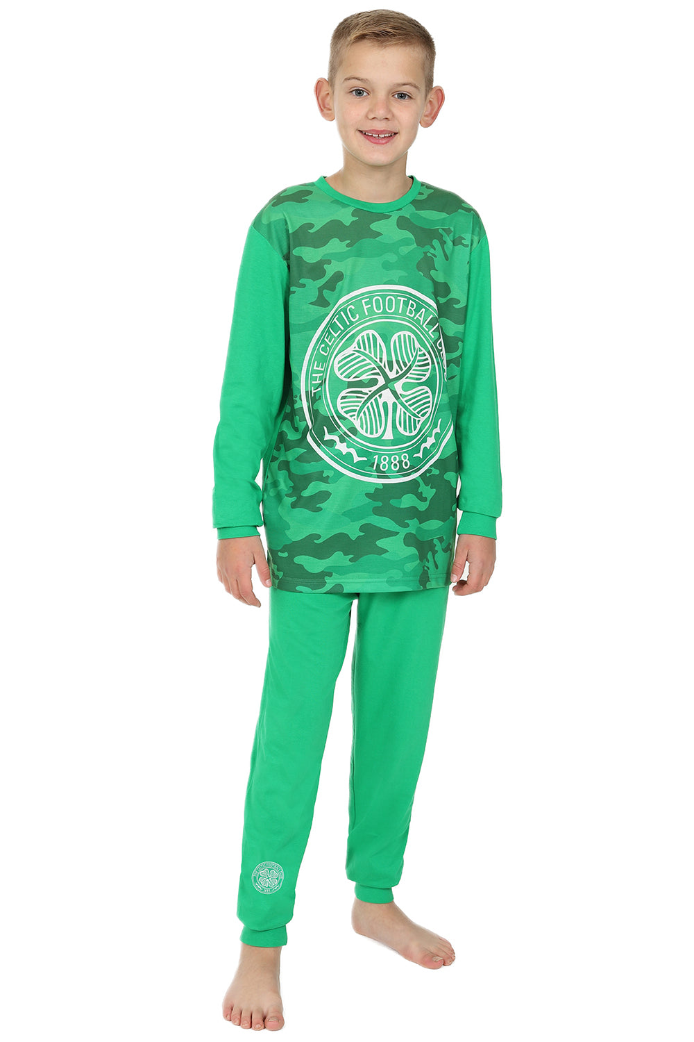 Boys Celtic FC Pyjamas Green Camouflage Long PJs