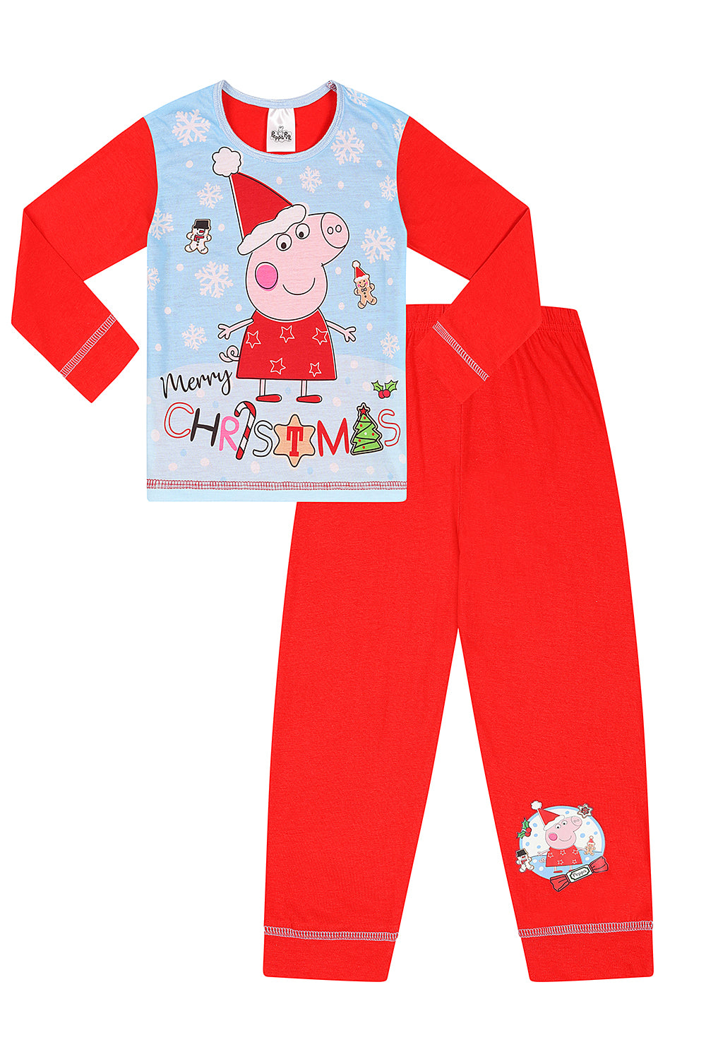 Girls Peppa Pig Merry Christmas Pyjamas Red Long PJs