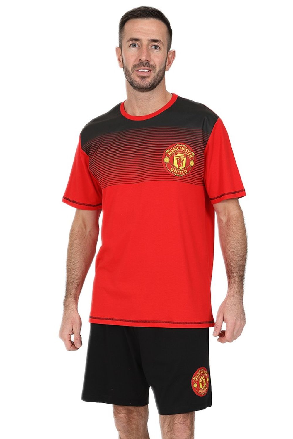 Pyjama Court Manchester United – 100% Coton, Officiel, Disponibles En Tailles S à XXL