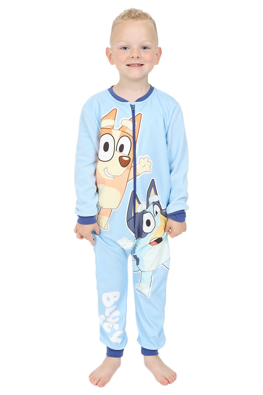 Kids Bluey Boys Girls Fleece Sleepsuit All in One