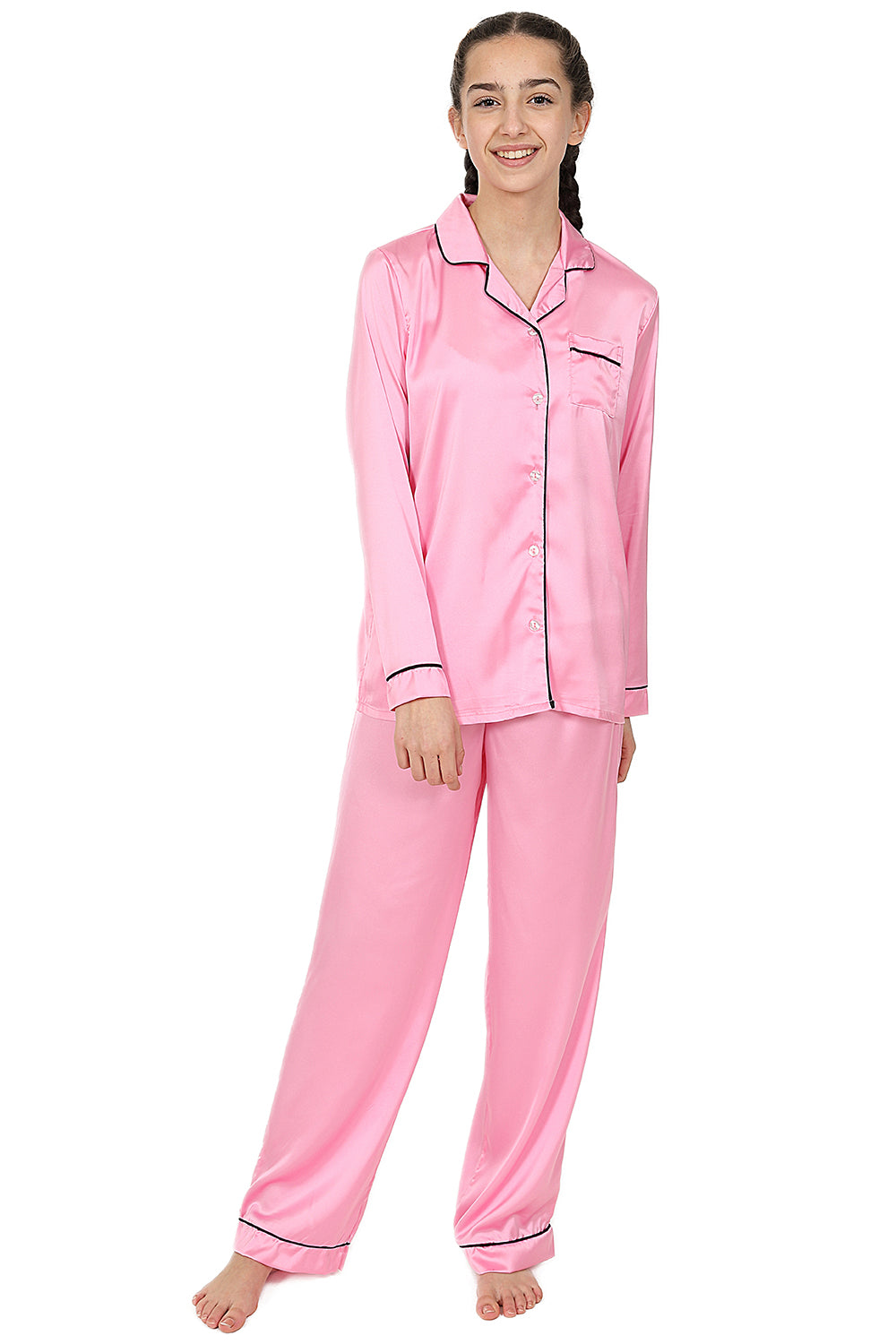 Pajama Sets Girls Satin Pyjama Set Pink Satin Pajama Separates