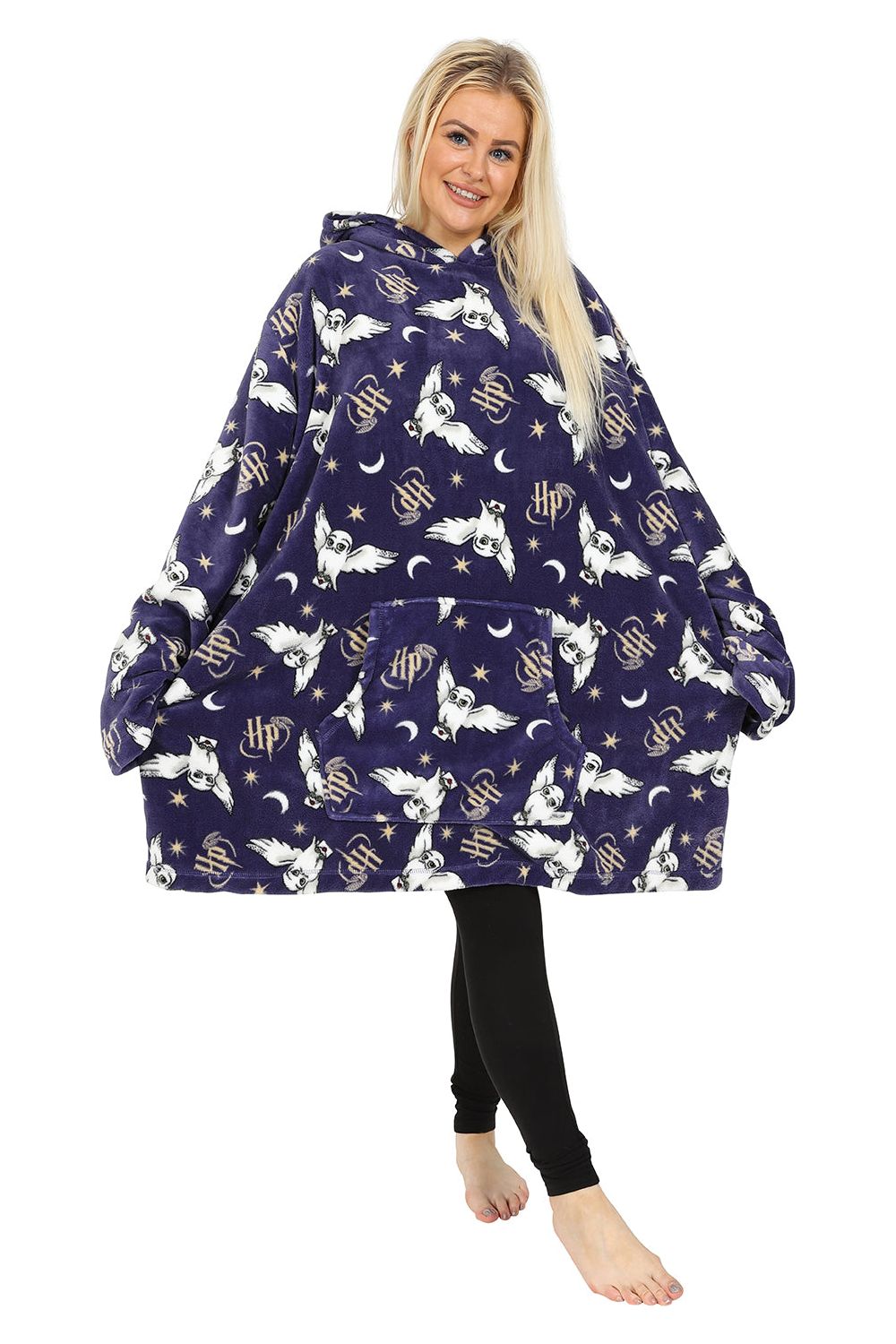 Womens Harry Potter Hedwig Purple Oversized Hoodie Blanket One Size Ho