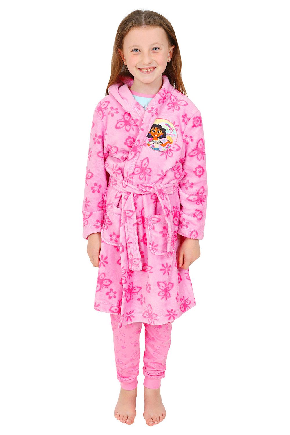 Girls Disney Encanto Mirabel Pink Fleece Dressing Gown Girls Disney Encanto Mirabel Pink Fleece Dressing Gown