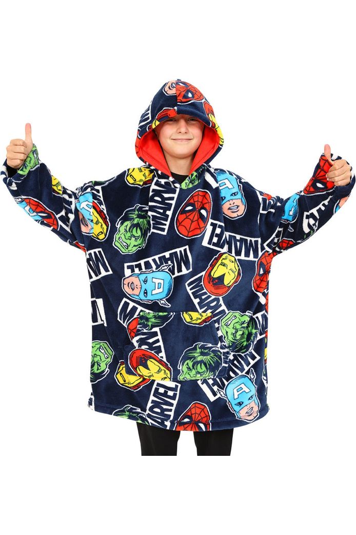 Boys Marvel Avengers Hoodie, Oversized Fleece Blanket One Size Hoodie