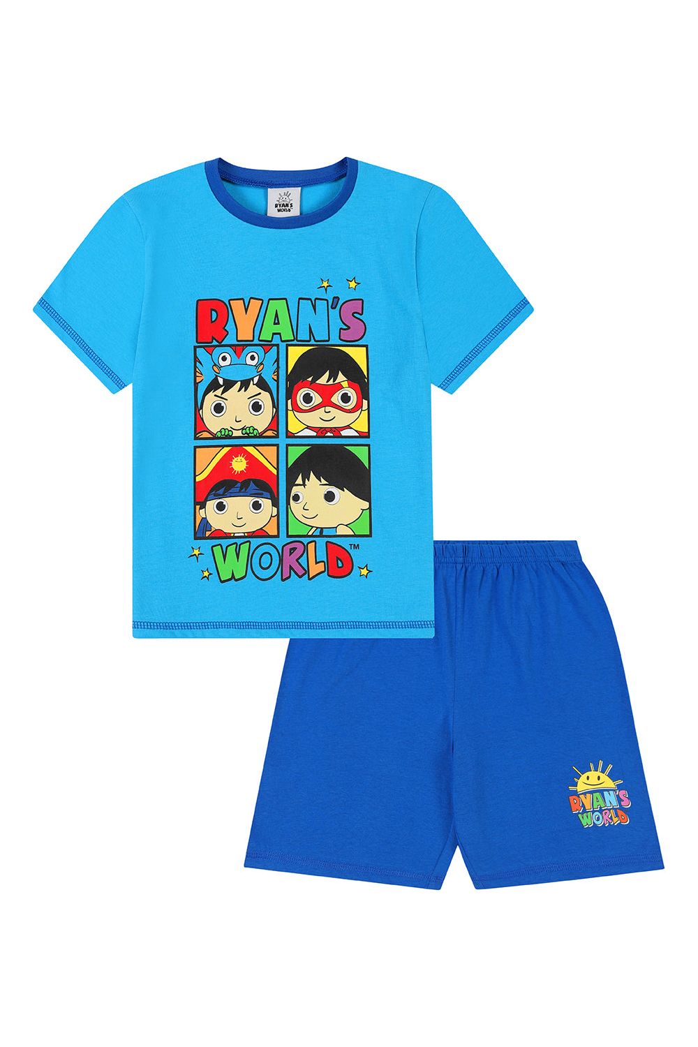 Boys Ryan's World Pyjamas Blue Short PJs - Main Image