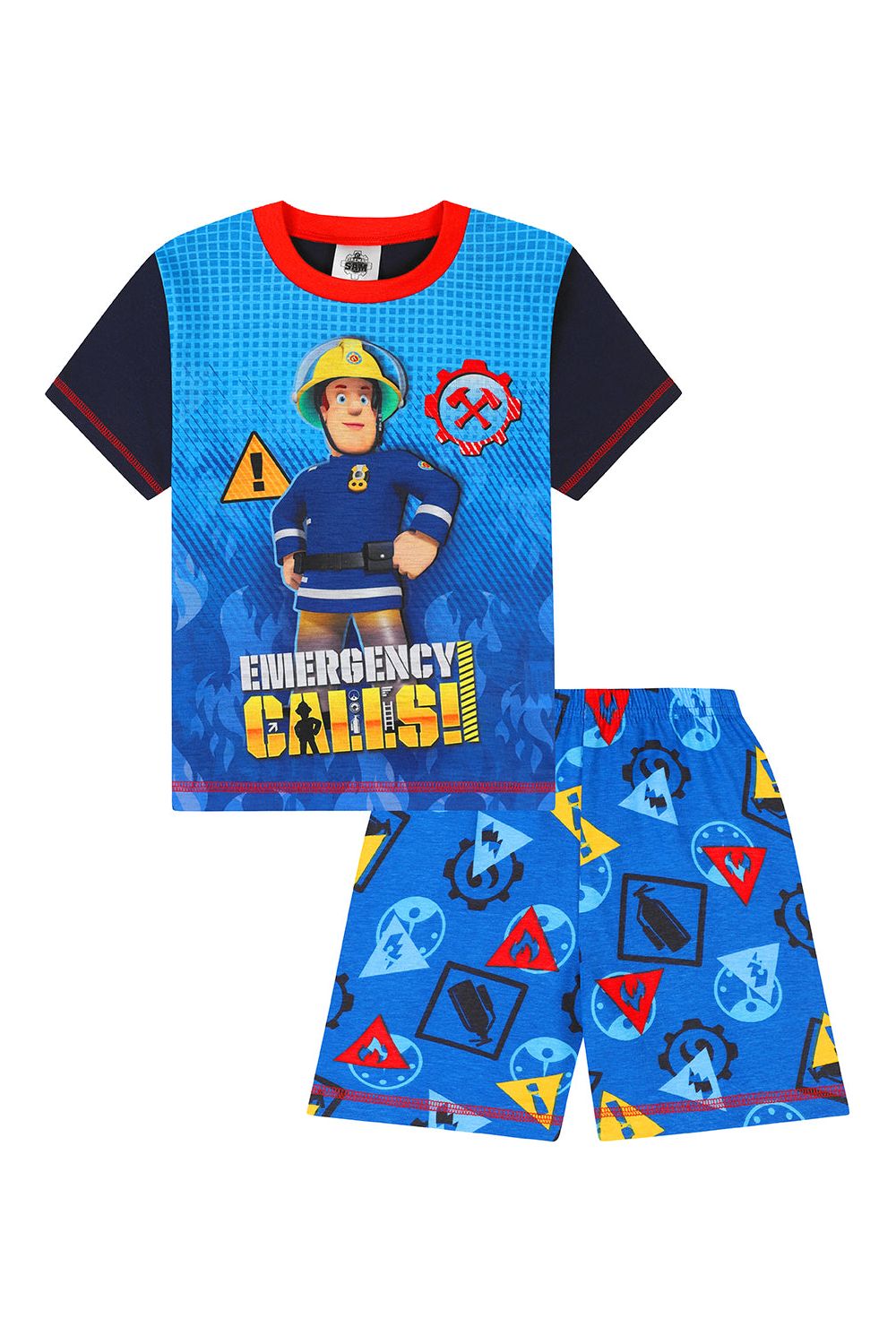 Boys Fireman Sam Pyjamas Blue Short PJs - Main Image