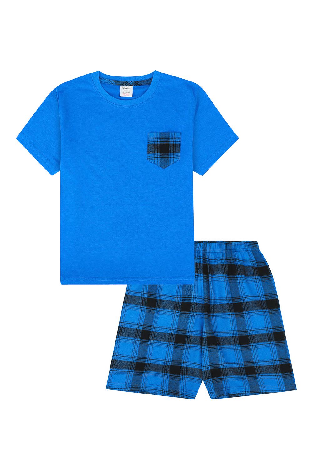 Boys Blue Check Cotton Short Pyjamas