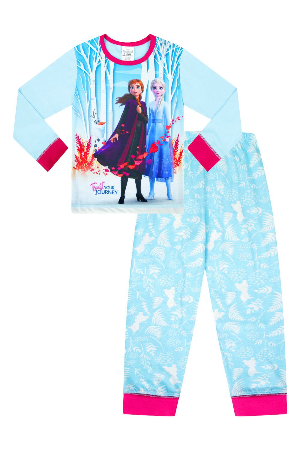 Girls Disney Frozen Elsa and Anna Pyjamas Blue Long PJs