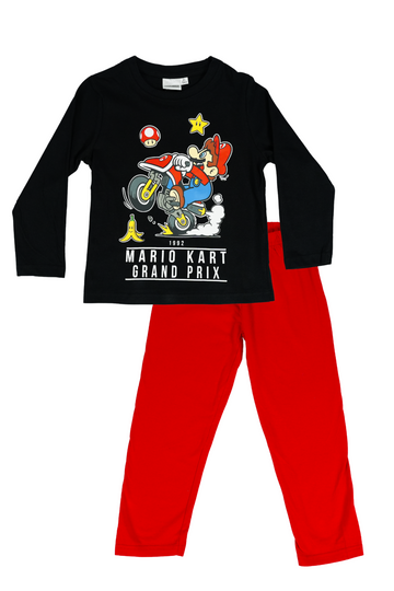 Boys Nintendo Super Mario Kart Grand Prix Pyjamas Black Long 3-4 Years