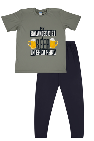 Mens My Balanced Diet, A Beer In Each Hand Long Pyjamas
