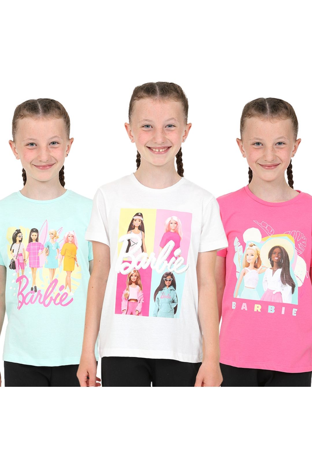 Girls Barbie 3 Pack Girls T-Shirts Multipack