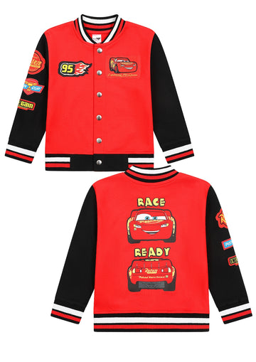 Boys Disney Cars Varsity Bomber Jacket Lightning McQueen Baseball Style