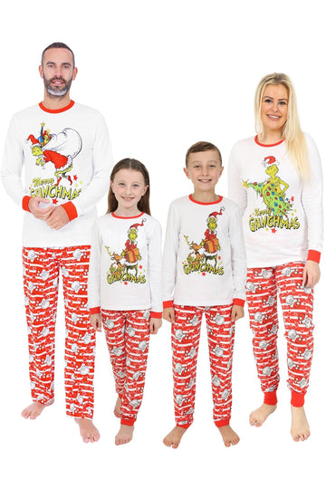 Official The Grinch Merry Grinchmas Family Long Pyjamas Christmas Matching White