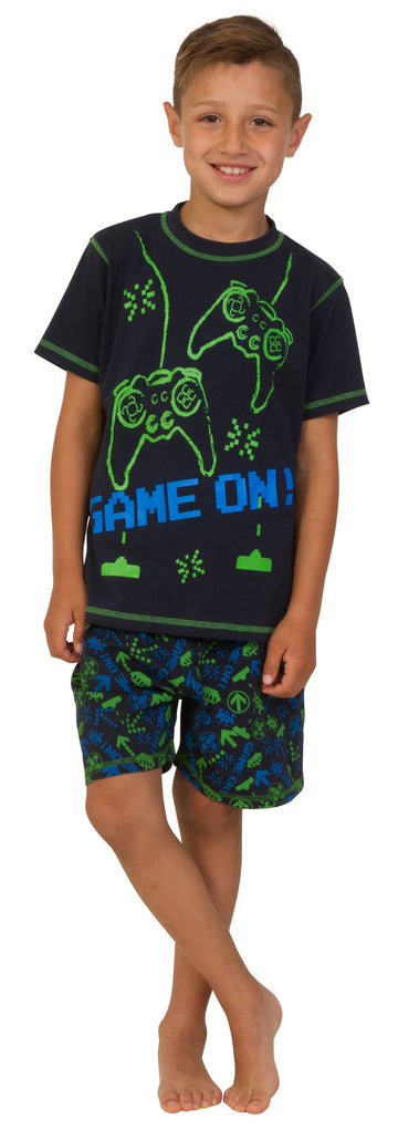 Boys Game On Gaming Blue Green Shorts