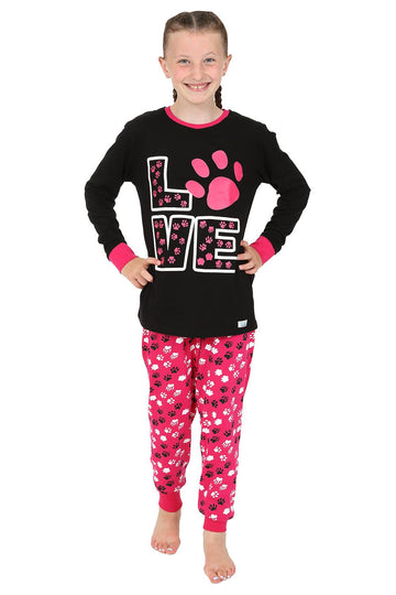 Cute Girl's Love Animal Paw Print Pyjamas