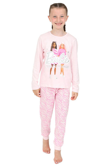 Girls Barbie Unstoppable Long Pink Pyjama Set