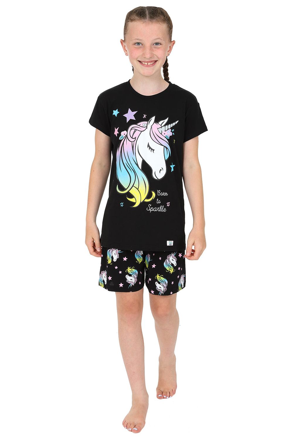 Girl's Born To Sparkle Unicorn Short Pyjamas