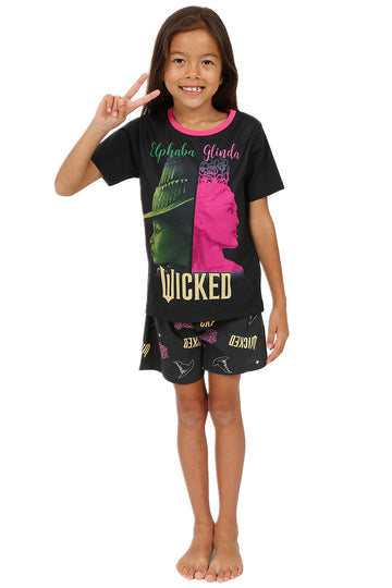 Girls Official Wicked Elphaba & Glinda Short Pyjamas
