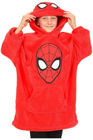 Boys Spiderman Hoodie, Oversized Fleece Blanket Avengers One Size Hoodie Red