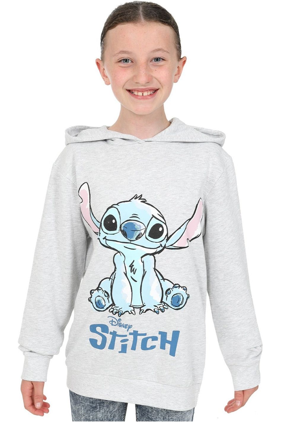 Girls Lilo And Stitch Cotton Grey Hoodie