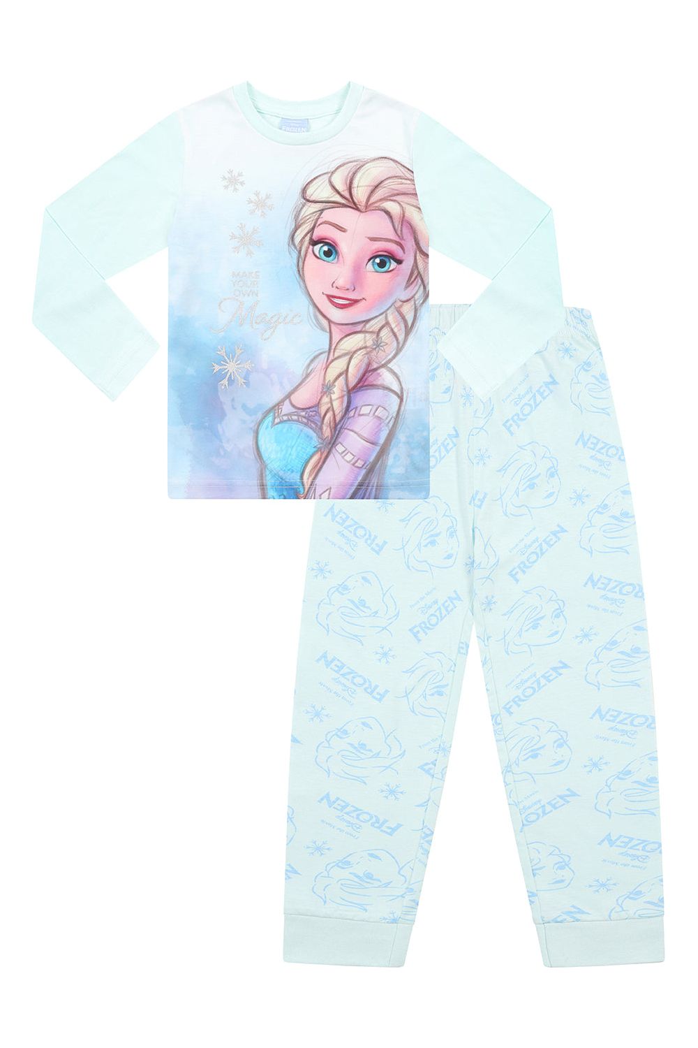 Disney Girls Elsa Frozen Make Your Own Magic Long Pyjama Set