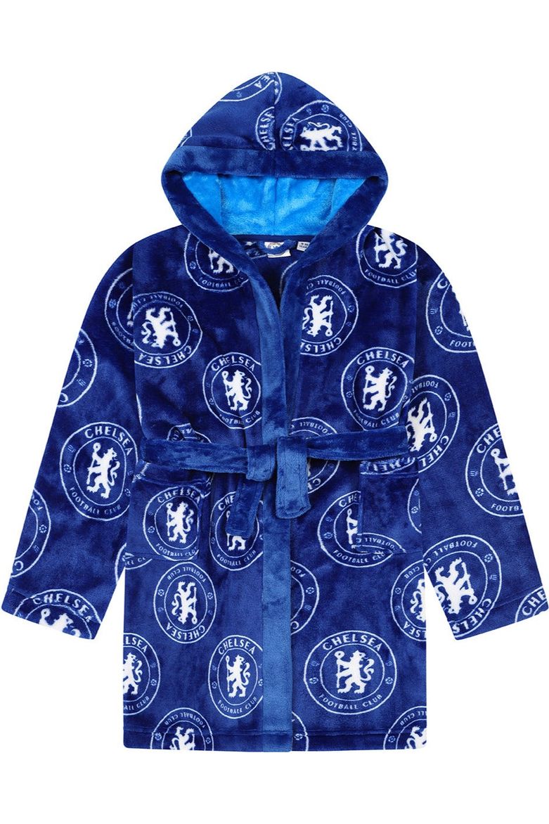Chelsea F.C. Mens Official Dressing Gown Fleece Hooded Robe