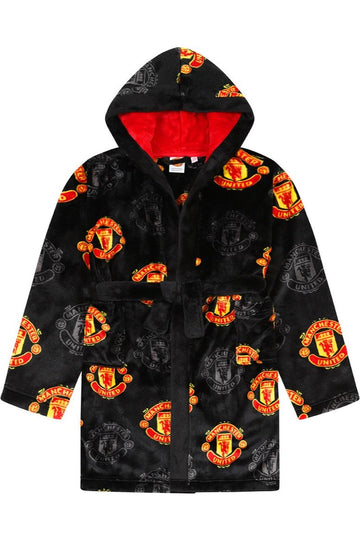 Manchester United F.C. Mens Official Dressing Gown Fleece Hooded Man Utd Robe