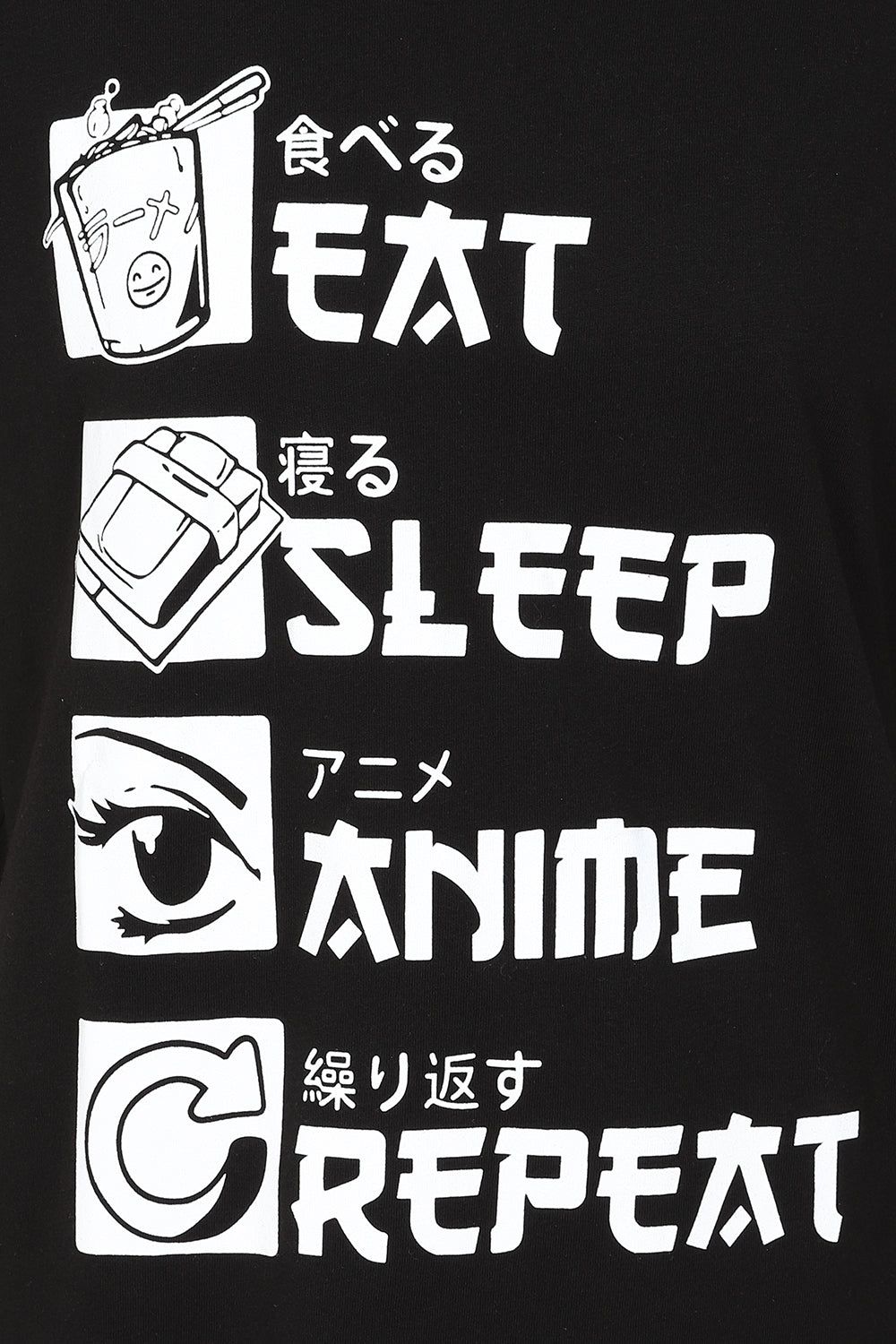 Felpa Girocollo Unisex 'Eat Sleep Anime Repeat' – Manga Stampa Alta Qualità – Bughyprint
