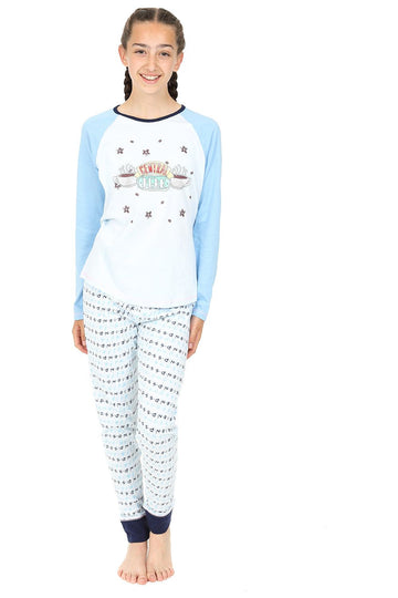 FRIENDS Central Perk Pyjamas for Girls Cafe TV Show Kids PJ Set Blue