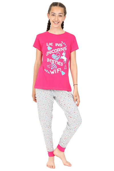 Lie INS licornes Besties Wifi Filles court Pyjama Rose PJ 9