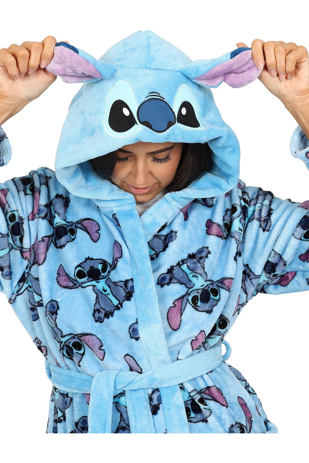 Womens Lilo and Stitch Blue Fleece Dressing Gown