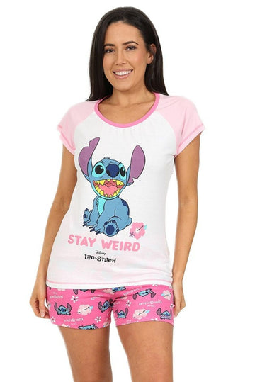 Womens Disney Lilo and Stitch Pyjamas Stay Weird Short PJs