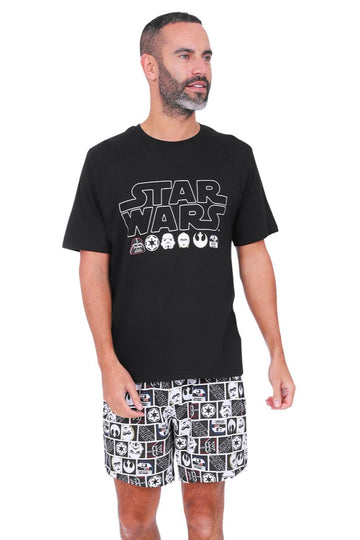 Mens Star Wars Black and White Short Pyjamas