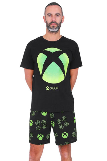 Mens Xbox Official Gaming Pyjamas Black Short PJs