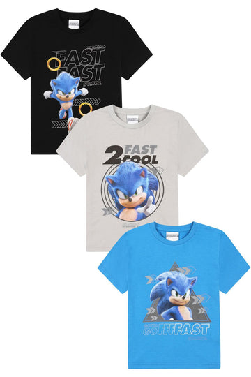 Sonic The Hedgehog 3 Pack Kids T-Shirts Boys Multipack