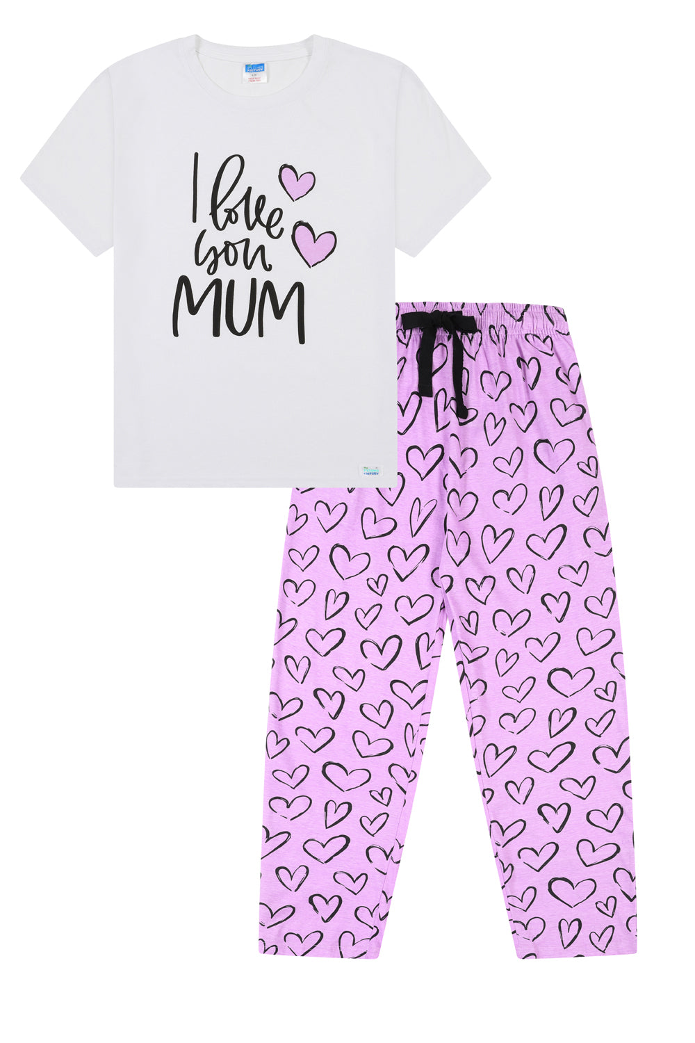 Womens 'I Love You Mum' Pyjamas Purple Long PJs