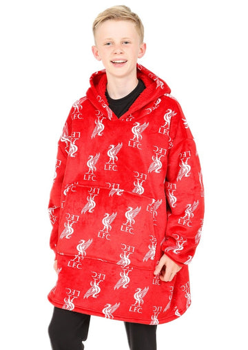 Boys Liverpool Red Football Club Fully Lined Oversized Fleece Hoodie