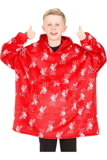Liverpool Football Club Boys Fully Lined Luxury Fleece Oversized Hoodie Red W23