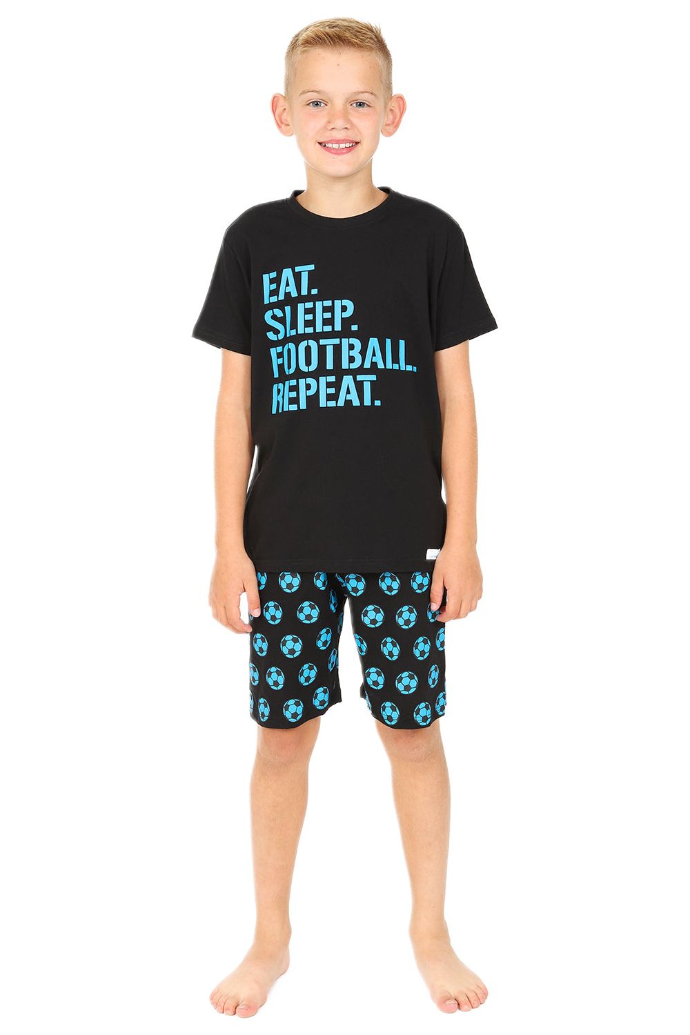 Eat Sleep Football Repeat Blue Short Pyjamas