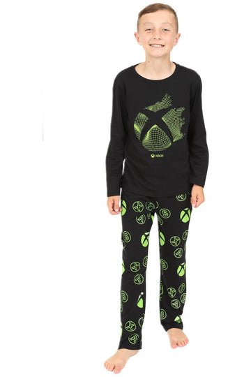 Xbox Official Boys Black Gaming Long Pyjamas