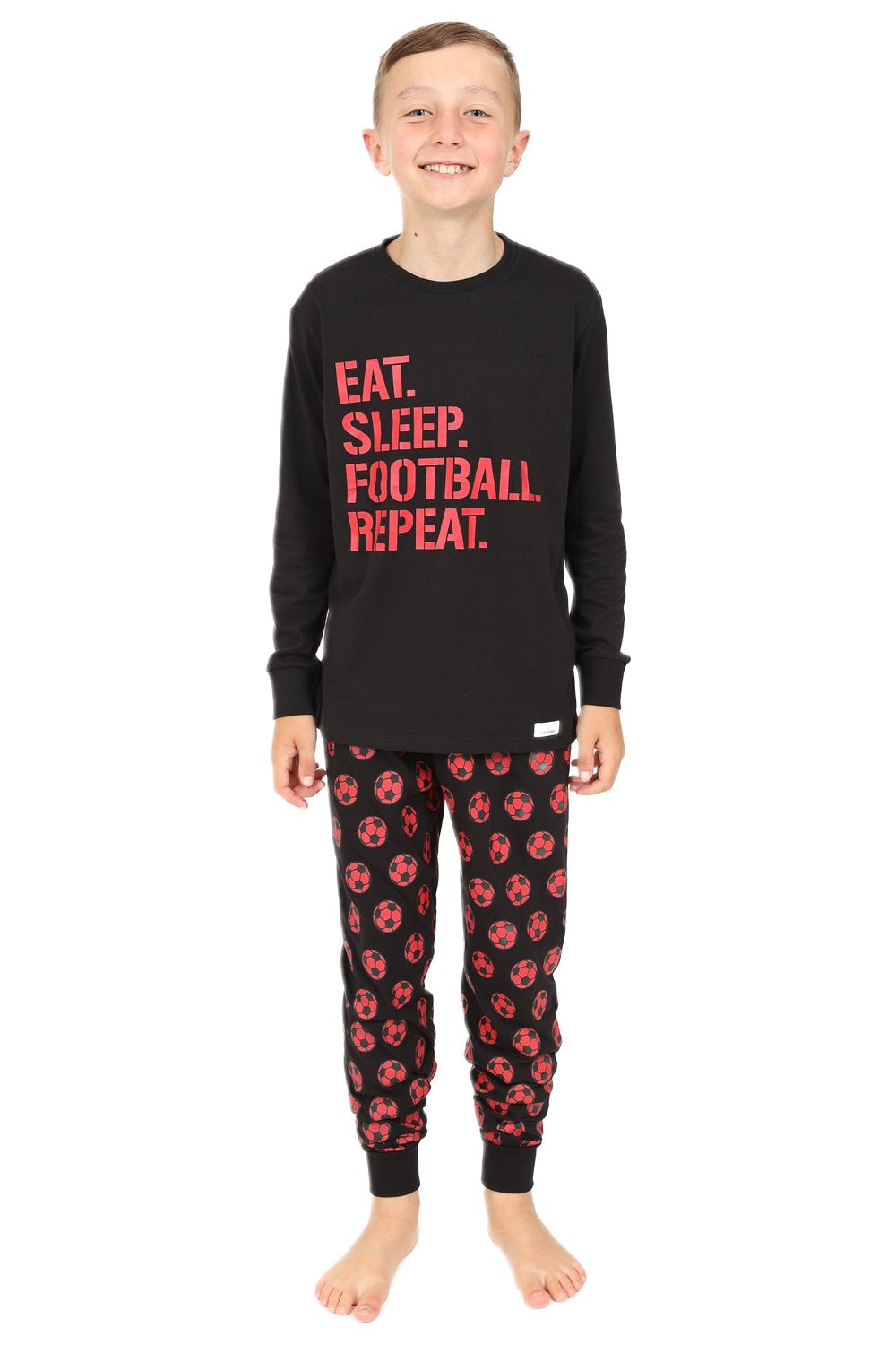 Eat Sleep Football Repeat Red Long Pyjamas