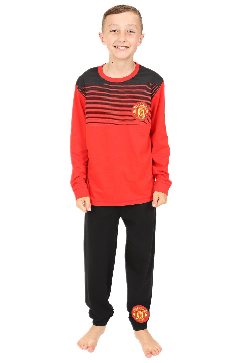 Boys Manchester United FC Pyjamas Red and Black Long PJs