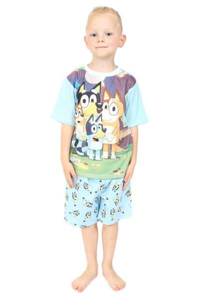 Pyjama Enfant Bluey & Bingo à Manches Courtes - 100% Coton Doux, Parfait Pour L'Été