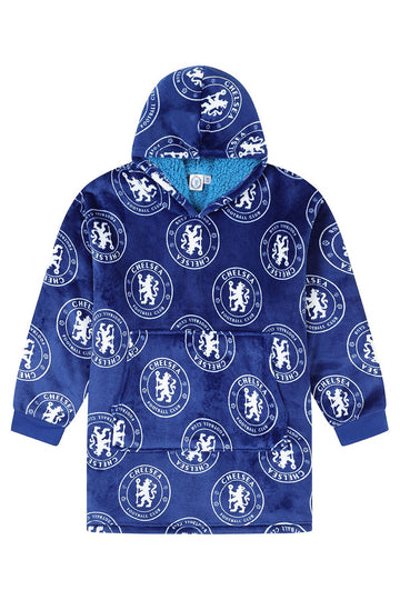 Chelsea Football Club Men's Fully Lined Luxury Fleece Oversized Hoodie Blue W23