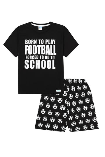 Boys Born To Play Football Forced To Go To School Short Cotton Pyjama Set