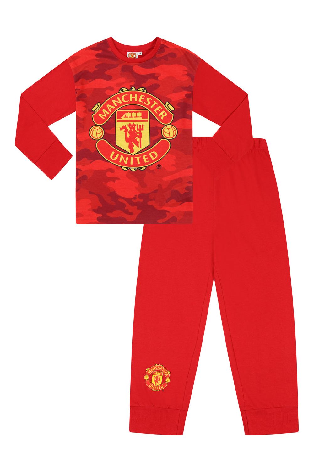 Pyjama Long Manchester United Officiel - 100% Coton - Badge Satiné - Taille S à XXL - Pour Les Fans De MUFC