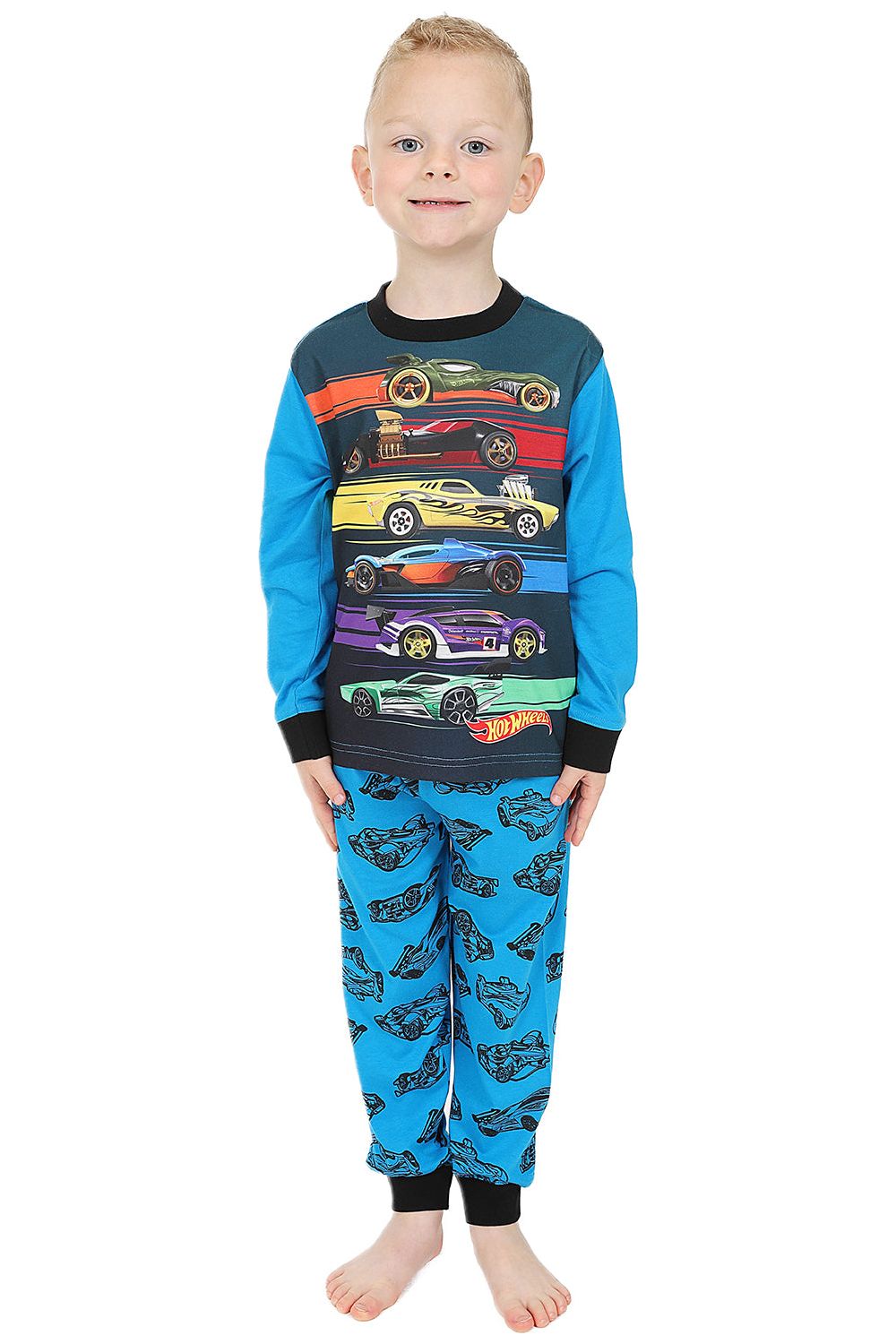Boys Hot Wheels Cars Long Blue Pyjamas